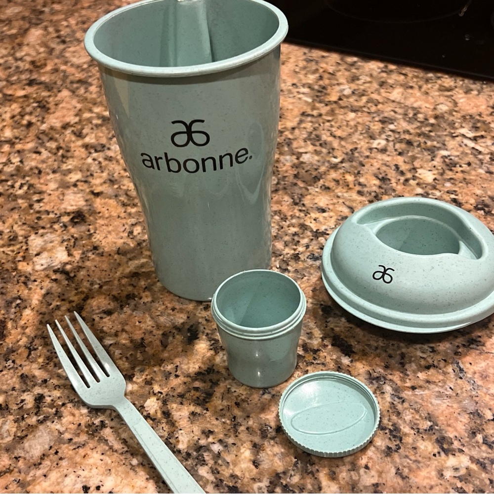 Arbonne Green Salad 🥗 To Go Cup with dressing container and fork. Limited Ed! - Picture 3 of 6